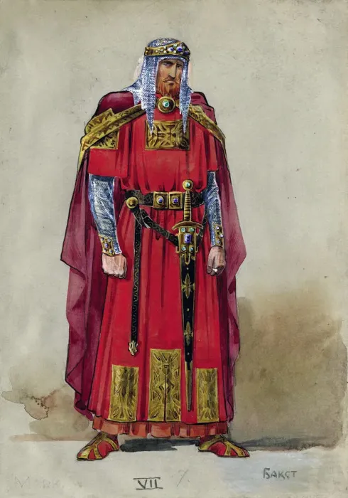 Framed Print : Medieval Prince. Costume design. Artist: Bakst, Leon (1866-1924) Framed Print : Medieval Prince. Costume design. Artist: Bakst, Leon (1866-1924)