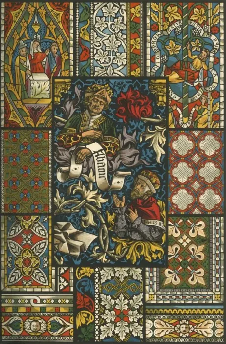 Framed Print : Medieval stained glass, (1898). Creator: Unknown Framed Print : Medieval stained glass, (1898). Creator: Unknown