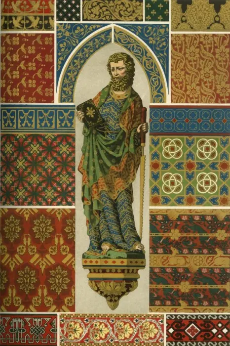 Framed Print : Medieval weaving, embroidery, enamel and painted sculpture, (1898). Creator: Unknown Framed Print : Medieval weaving, embroidery, enamel and painted sculpture, (1898). Creator: Unknown