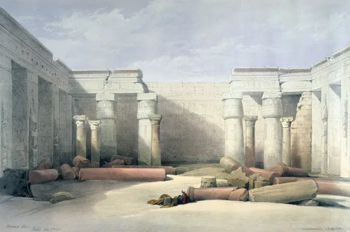 Framed Print : Medinet Abou, Thebes, 5th December 1832, Egypt, 19th century. Artist: Louis Haghe Framed Print : Medinet Abou, Thebes, 5th December 1832, Egypt, 19th century. Artist: Louis Haghe