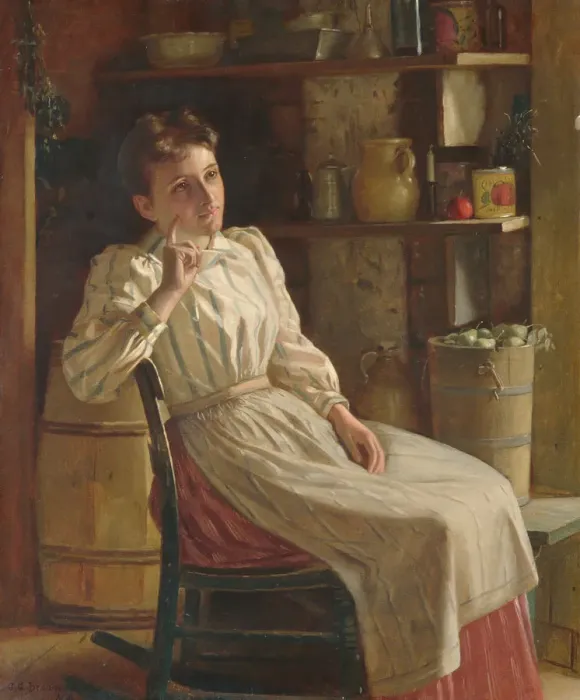 Framed Print : Meditation, ca. 1900-1910. Creator: John George Brown Framed Print : Meditation, ca. 1900-1910. Creator: John George Brown
