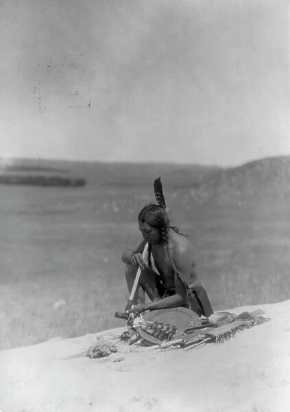 Meditation (Cheyenne River Medicine Rock), 1907, c1907. Creator: Edward Sheriff Curtis