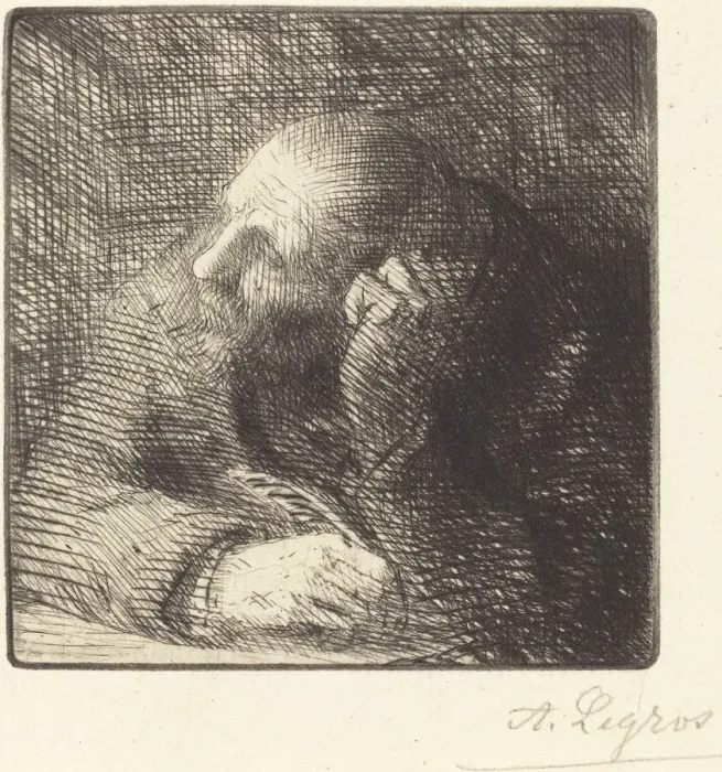Framed Print : Meditation (La meditation). Creator: Alphonse Legros Framed Print : Meditation (La meditation). Creator: Alphonse Legros