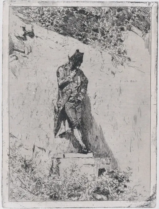 Framed Print : Meditation: a man standing on a step by a wall, ca. 1865. ca. 1865. Creator: Mariano Jose Maria Bernardo Fortuny y Carbo Framed Print : Meditation: a man standing on a step by a wall, ca. 1865. ca. 1865. Creator: Mariano Jose Maria Bernardo Fortuny y Carbo
