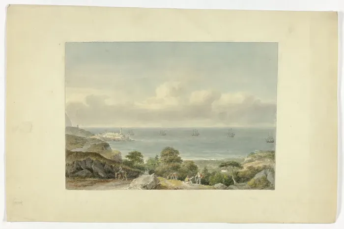 Framed Print : Mediterranean Seascape with Port, n.d. Creator: Nicholas Pocock Framed Print : Mediterranean Seascape with Port, n.d. Creator: Nicholas Pocock