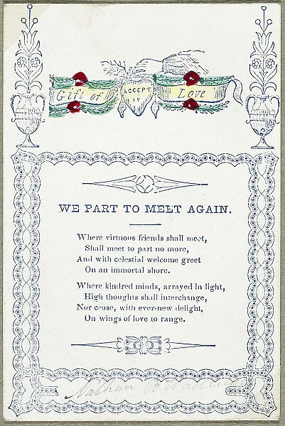 We Part to Meet Again (valentine), c.1830. Creator: Unknown