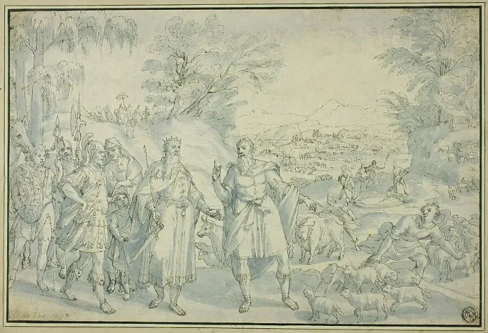 Framed Print : The Meeting of Abraham and Melchizedek, n.d. Creator: Martin de Vos Framed Print : The Meeting of Abraham and Melchizedek, n.d. Creator: Martin de Vos