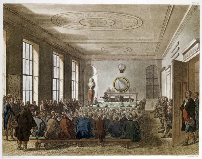 Framed Print : Meeting of the Agricultural Society, London, 1808-1810. Artist: Augustus Charles Pugin Framed Print : Meeting of the Agricultural Society, London, 1808-1810. Artist: Augustus Charles Pugin