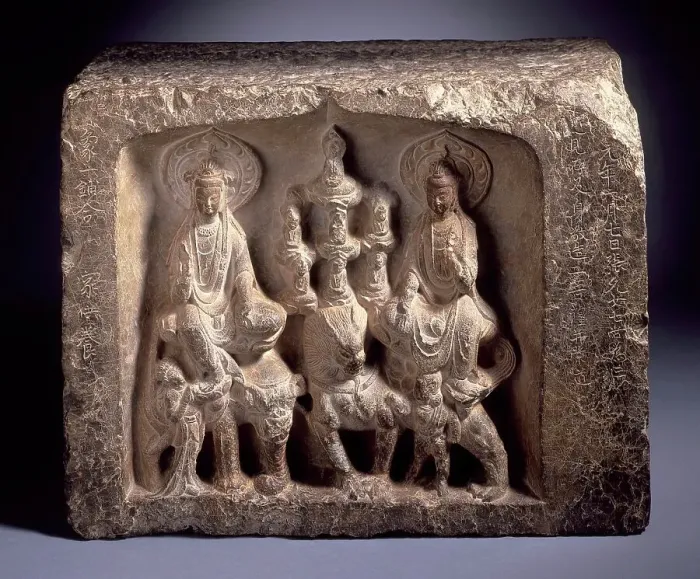 Framed Print : Meeting of the Bodhisattvas Manjusri (Wenshu) and Samantabhadra (Puxian), Middle Tang dynasty. Creator: Unknown