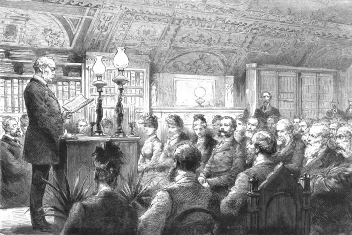Framed Print : Meeting of the British and American Archaeological Society at Rome, under the Presidency... 1890. Creator: Unknown Framed Print : Meeting of the British and American Archaeological Society at Rome, under the Presidency... 1890. Creator: Unknown