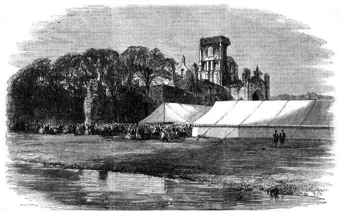 Framed Print : Meeting of the British Association at Leeds - the Horticultural Fete at Kirkstall Abbey, 1858. Creator: Unknown Framed Print : Meeting of the British Association at Leeds - the Horticultural Fete at Kirkstall Abbey, 1858. Creator: Unknown