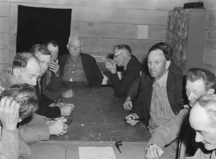 Framed Print : Meeting of the camp council, FSA camp, Farmersville, California, 1939. Creator: Dorothea Lange Framed Print : Meeting of the camp council, FSA camp, Farmersville, California, 1939. Creator: Dorothea Lange