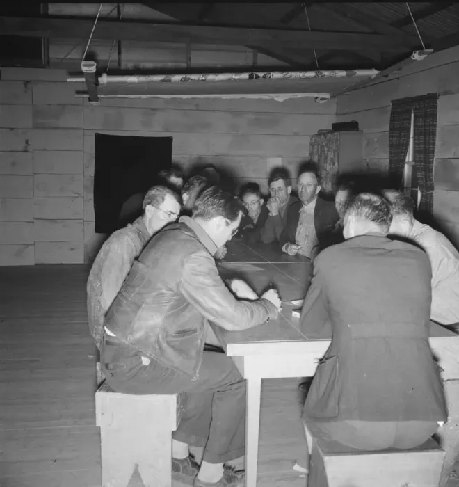 Framed Print : Meeting of the camp council, FSA camp, Farmersville, California, 1939. Creator: Dorothea Lange