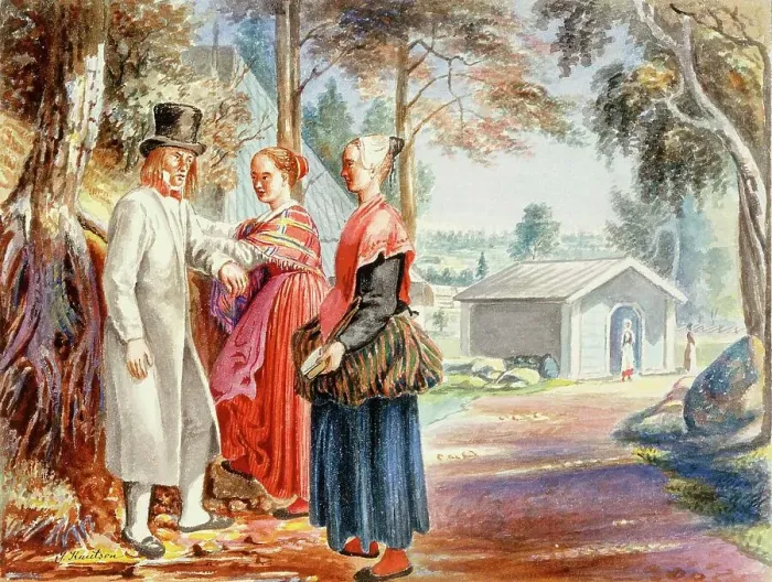 Framed Print : Meeting on a church trip, 1830-1899. Creator: Johan Knutson Framed Print : Meeting on a church trip, 1830-1899. Creator: Johan Knutson