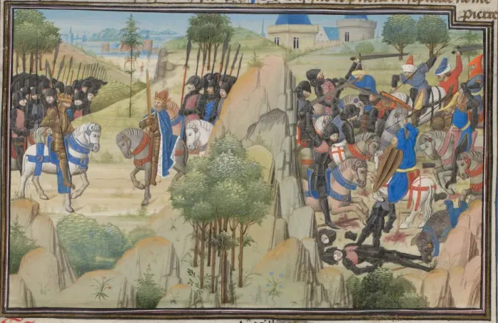 Framed Print : Meeting of Conrad III of Germany and Louis VII of France. Miniature from the Historia by William of Tyre, 1460s. Artist: Anonymous Framed Print : Meeting of Conrad III of Germany and Louis VII of France. Miniature from the Historia by William of Tyre, 1460s. Artist: Anonymous