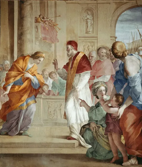 Framed Print : The Meeting of the Countess Matilda and Pope Gregory VII, c. 1640. Creator: Romanelli, Giovanni Francesco (1610-1662) Framed Print : The Meeting of the Countess Matilda and Pope Gregory VII, c. 1640. Creator: Romanelli, Giovanni Francesco (1610-1662)