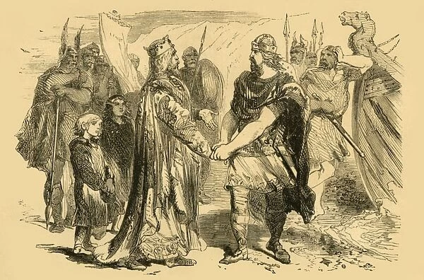 Meeting of Edmund Ironside and Canute, on the Isle of Alney, in the Severn, c1890