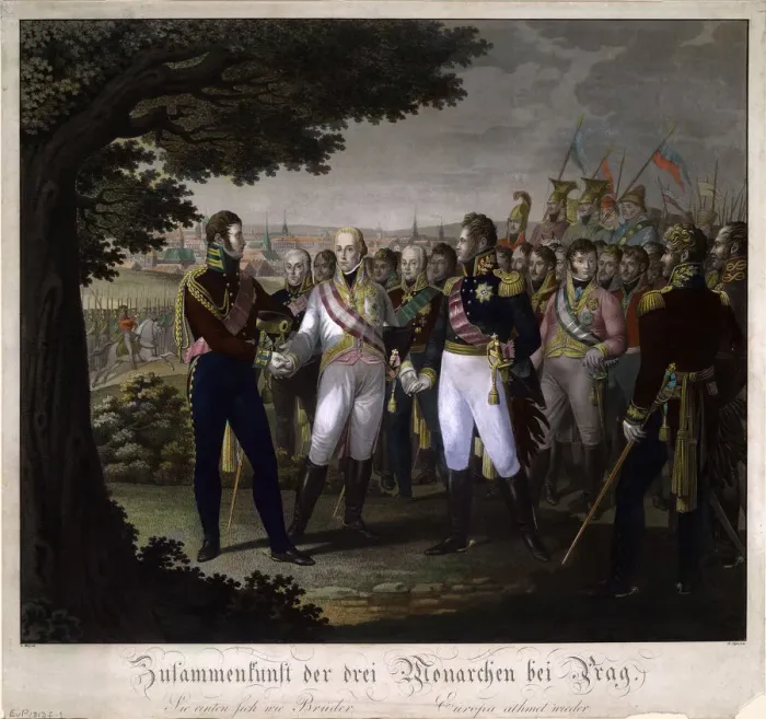Framed Print : The meeting between Emperors Francis I of Austria, Alexander I of Russia and Frederick Framed Print : The meeting between Emperors Francis I of Austria, Alexander I of Russia and Frederick