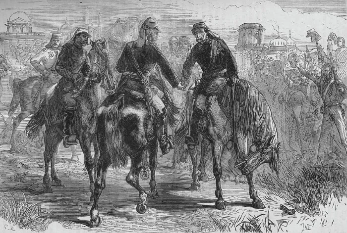 Framed Print : The Meeting of the Generals, c1880. Artist: C. R Framed Print : The Meeting of the Generals, c1880. Artist: C. R