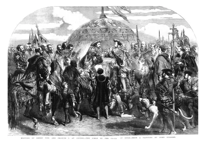 Framed Print : Meeting of Henry VIII and Francis I. at Ardres - The Field of the Cloth of Gold, 1520, (1855) Framed Print : Meeting of Henry VIII and Francis I. at Ardres - The Field of the Cloth of Gold, 1520, (1855)