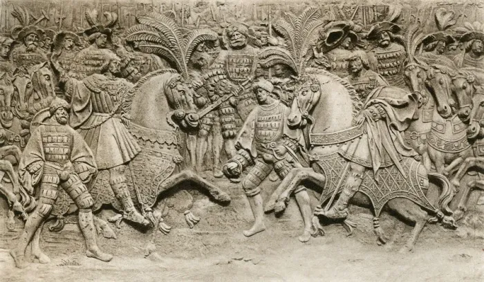 Framed Print : Meeting of Henry VIII and Francis I, at The Field of Cloth of Gold, 1520, (1902) Framed Print : Meeting of Henry VIII and Francis I, at The Field of Cloth of Gold, 1520, (1902)
