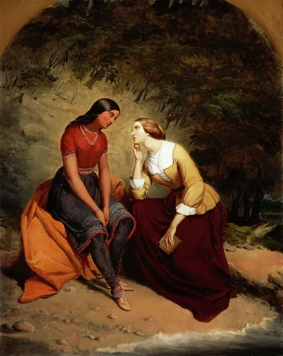 Framed Print : The Meeting of Hetty and Hist, 1857. Creator: Tompkins H Matteson Framed Print : The Meeting of Hetty and Hist, 1857. Creator: Tompkins H Matteson