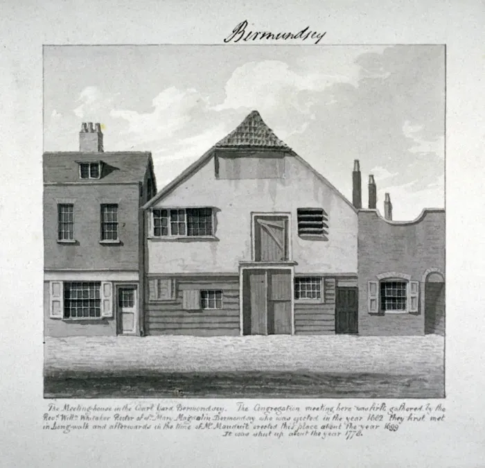 Framed Print : Meeting-house of St Mary Magdalen in the Court Yard, Bermondsey Square, London, c1828 Framed Print : Meeting-house of St Mary Magdalen in the Court Yard, Bermondsey Square, London, c1828
