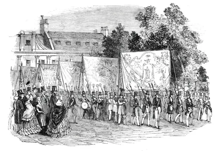 Framed Print : Meeting of the Improved Order of Old Friends in Finsbury-Square, 1844. Creator: Unknown Framed Print : Meeting of the Improved Order of Old Friends in Finsbury-Square, 1844. Creator: Unknown