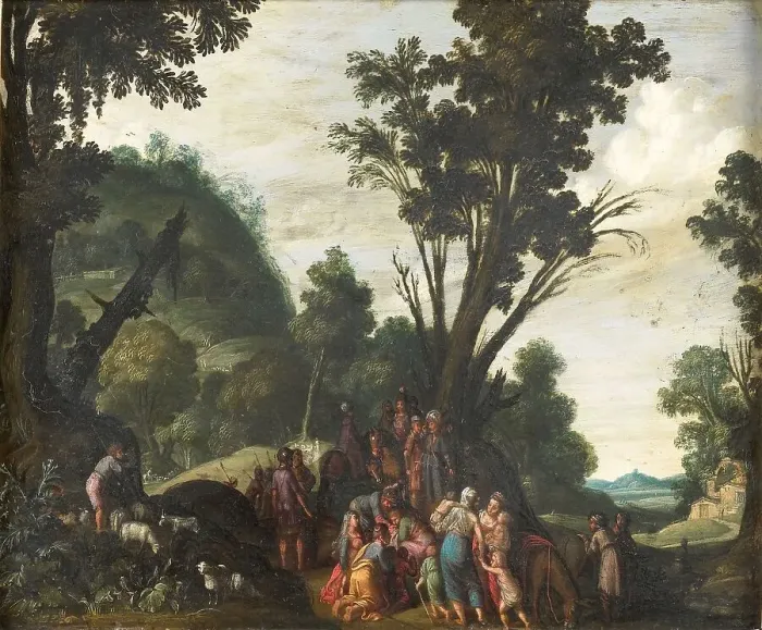 Framed Print : The Meeting of Jacob and Esau, c.1610-1620. Creator: Jacob Symonsz. Pynas Framed Print : The Meeting of Jacob and Esau, c.1610-1620. Creator: Jacob Symonsz. Pynas