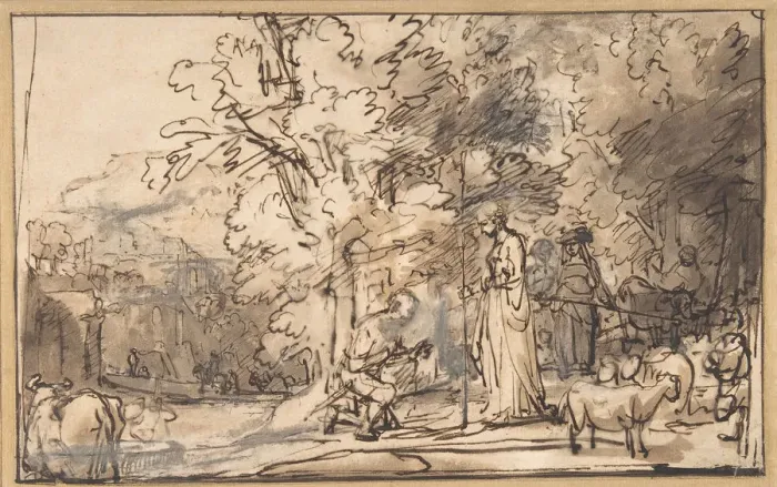 Framed Print : The Meeting of Jacob And Rachel at the Well, 1640-49. Creator Framed Print : The Meeting of Jacob And Rachel at the Well, 1640-49. Creator