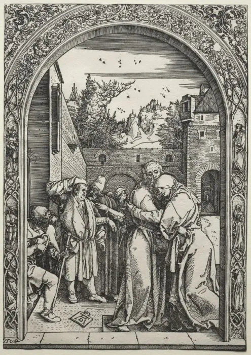 Framed Print : The Meeting of Joachim and Anna at the Golden Gate, 1504. Creator: Albrecht Dürer (German Framed Print : The Meeting of Joachim and Anna at the Golden Gate, 1504. Creator: Albrecht Dürer (German