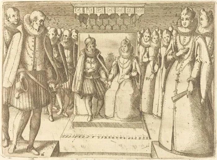 Framed Print : Meeting of Margaret of Austria and Philip III, 1612. Creator: Jacques Callot Framed Print : Meeting of Margaret of Austria and Philip III, 1612. Creator: Jacques Callot