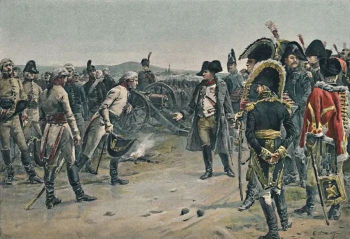 Framed Print : The Meeting of Napoleon and Mack, 1805, (1896) Framed Print : The Meeting of Napoleon and Mack, 1805, (1896)