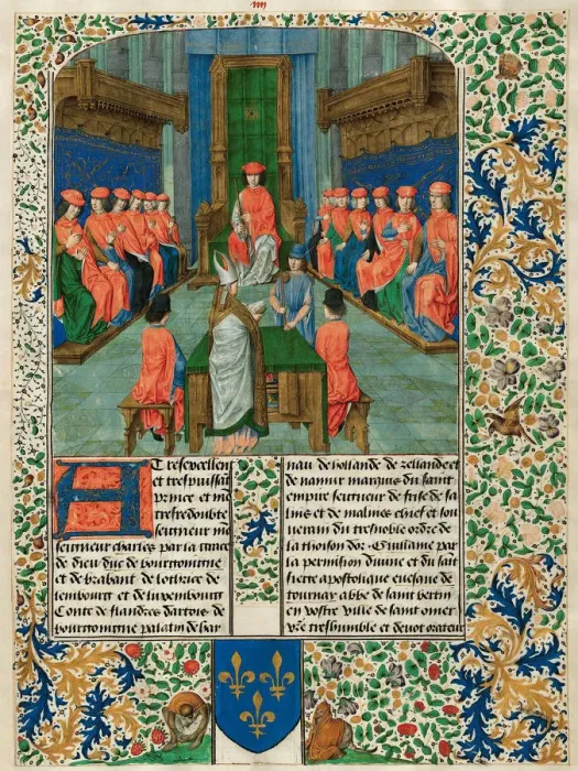 Framed Print : Meeting of the Order of the Golden Fleece chaired by Charles the Bold, 1475-1480 Framed Print : Meeting of the Order of the Golden Fleece chaired by Charles the Bold, 1475-1480