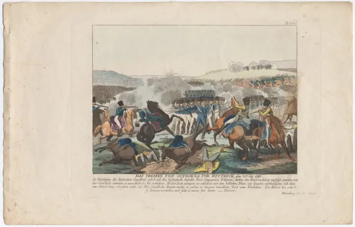 Framed Print : Meeting of Ostrovno, near Vitebsk, on 25 July 1812. Artist: Campe, August Friedrich Andreas (1777-1846) Framed Print : Meeting of Ostrovno, near Vitebsk, on 25 July 1812. Artist: Campe, August Friedrich Andreas (1777-1846)