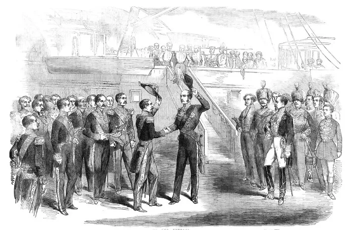 Framed Print : Meeting of Prince Albert and the Emperor of the French, at Boulogne, 1854. Creator: Unknown Framed Print : Meeting of Prince Albert and the Emperor of the French, at Boulogne, 1854. Creator: Unknown