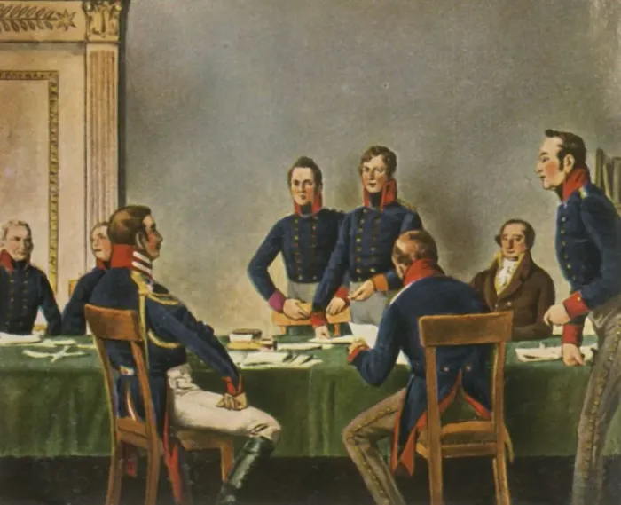 Framed Print : Meeting of the Reorganisation Commission in Konigsberg, 9 July 1807, (1936) Framed Print : Meeting of the Reorganisation Commission in Konigsberg, 9 July 1807, (1936)