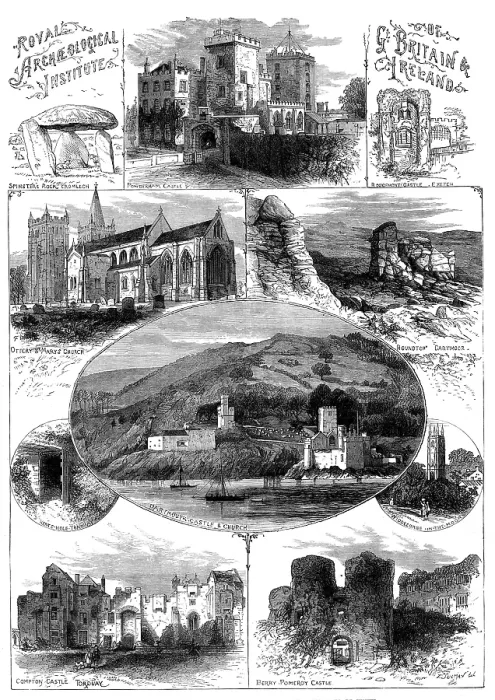 Framed Print : Meeting of the Royal Archaeological Institute at Exeter: places to be visited, 1873. Creator: Unknown Framed Print : Meeting of the Royal Archaeological Institute at Exeter: places to be visited, 1873. Creator: Unknown