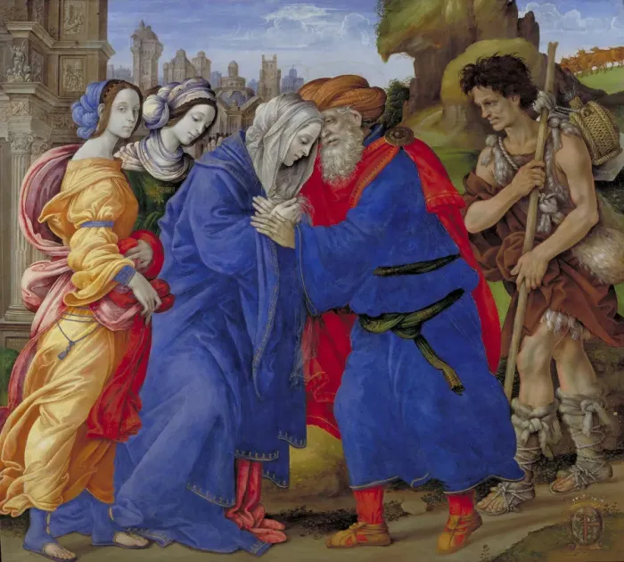Framed Print : Meeting of Saints Joachim and Anne at the Golden Gate, 1497. Artist: Lippi, Filippino (1457-1504) Framed Print : Meeting of Saints Joachim and Anne at the Golden Gate, 1497. Artist: Lippi, Filippino (1457-1504)