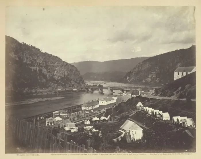 Framed Print : Meeting of the Shenandoah and Potomac at Harpers Ferry, July 1865 Framed Print : Meeting of the Shenandoah and Potomac at Harpers Ferry, July 1865