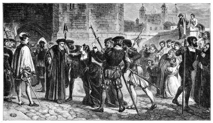 Framed Print : The meeting of Sir Thomas More (1478-1535) and his daughter, Margaret, 19th century Framed Print : The meeting of Sir Thomas More (1478-1535) and his daughter, Margaret, 19th century