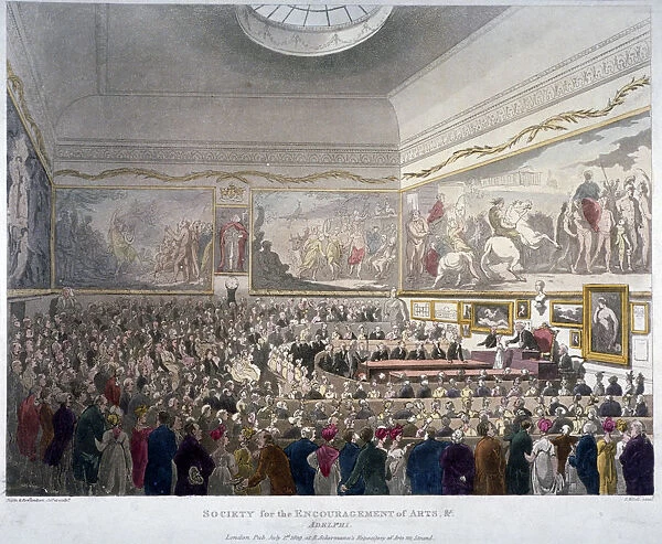Meeting of the Society of Arts in the Adelphi Buildings, Westminster, London, 1809