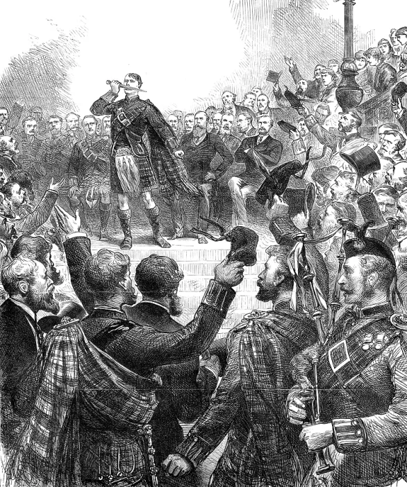 Framed Print : Meeting at Stafford House to protest against the change in the tartans of Highland Regiments, 1881. Creator: Unknown Framed Print : Meeting at Stafford House to protest against the change in the tartans of Highland Regiments, 1881. Creator: Unknown