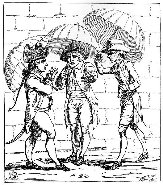 A Meeting of Umbrellas 1782. Artist: J Kent