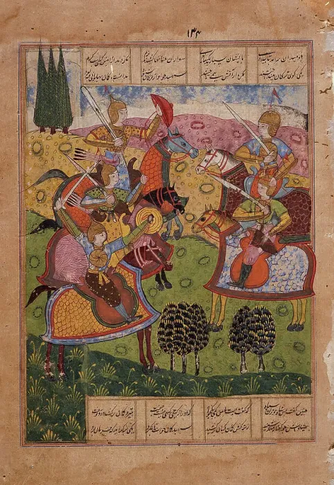 Framed Print : Meeting of Warriors, Folio from a Shahnama (Book of Kings), between 1620 and 1625. Creator: Unknown Framed Print : Meeting of Warriors, Folio from a Shahnama (Book of Kings), between 1620 and 1625. Creator: Unknown