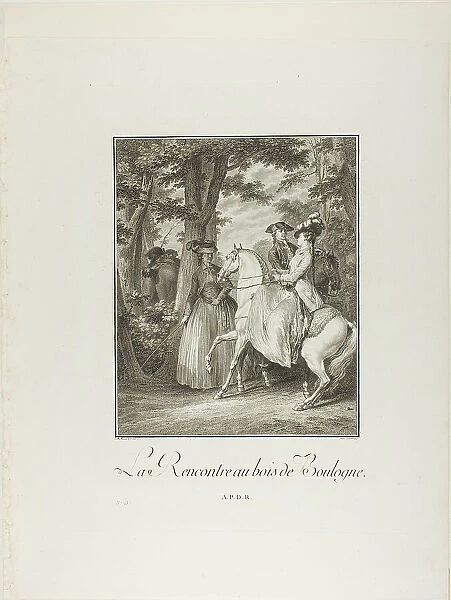Meeting in the Woods of Boulogne, from Monument du Costume Physique et Moral de la... n.d. Creator: Heinrich Guttenberg