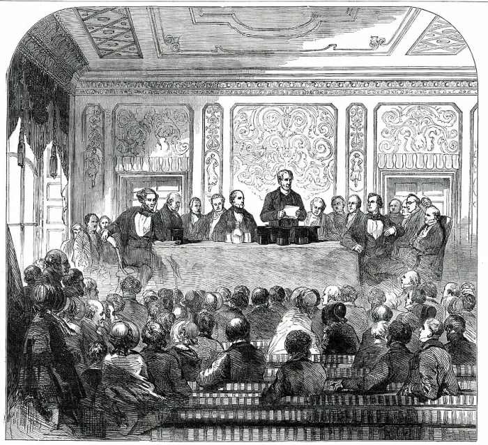 Framed Print : Meeting...for the Erection of a Memorial to the late Sir Robert Peel, 1850. Creator: Unknown Framed Print : Meeting...for the Erection of a Memorial to the late Sir Robert Peel, 1850. Creator: Unknown