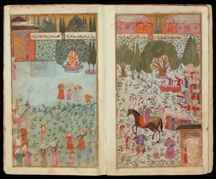 Framed Print : Mehmed III Received in Istanbul (From Manuscript Mehmed IIIs Campaign in Hungary. Artist: Turkish master Framed Print : Mehmed III Received in Istanbul (From Manuscript Mehmed IIIs Campaign in Hungary. Artist: Turkish master