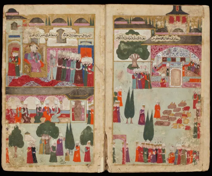 Framed Print : Mehmed III?s Coronation in the Topkapi Palace in 1595 (From Manuscript Mehmed IIIs Campaign in Hung Artist: Turkish master Framed Print : Mehmed III?s Coronation in the Topkapi Palace in 1595 (From Manuscript Mehmed IIIs Campaign in Hung Artist: Turkish master