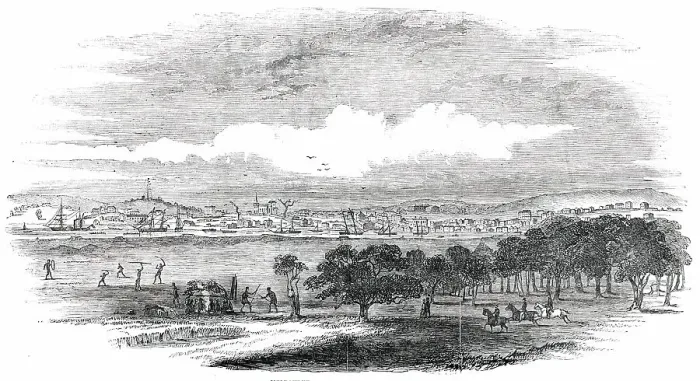 Framed Print : Melbourne, the Capital of Port Phillip, 1850. Creator: Unknown Framed Print : Melbourne, the Capital of Port Phillip, 1850. Creator: Unknown
